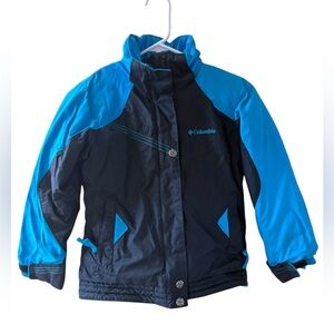COLUMBIA-  Girls Two Tone Full Zip Winter Coat - Blue Black - Size 7/8
